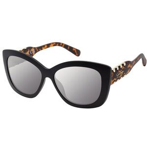 Jessica‎ Simpson black tortoiseshell whipstitch arms cat Eye Sunglasses new